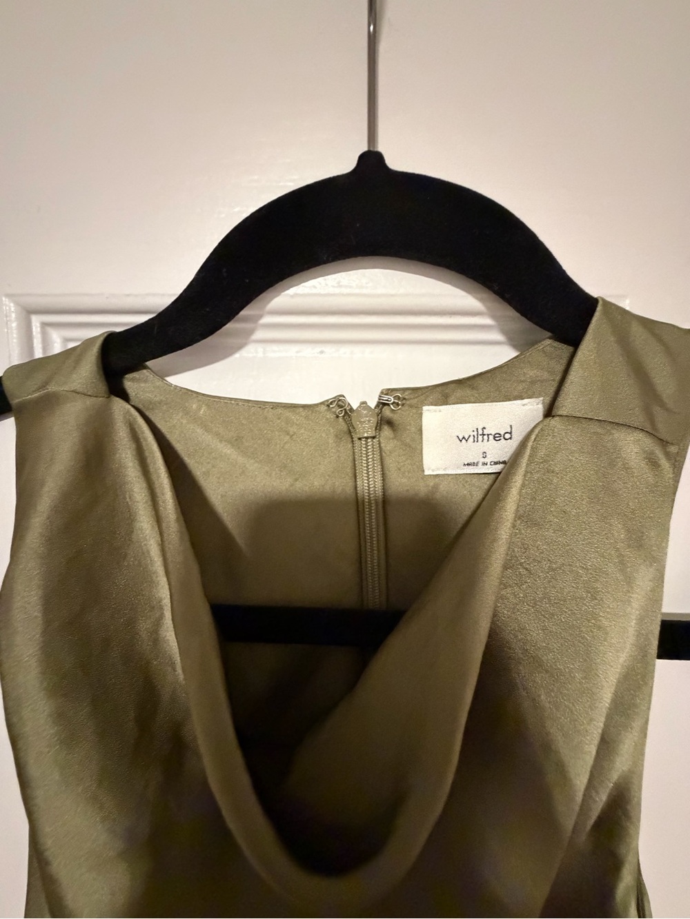 Aritzia Olive Satin Cowl Neck Maxi Dress - Picture 2 of 2